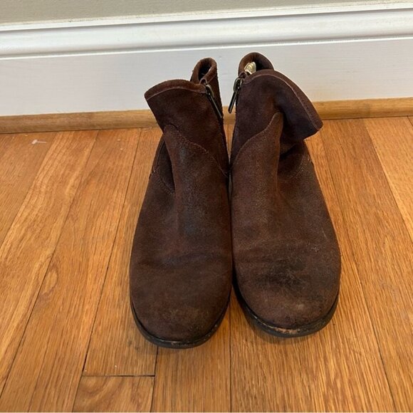 UGG Australia Zip Up Brown Suede Leather Chelsea Ankle Boots Women’s Size 6 - Picture 2 of 6